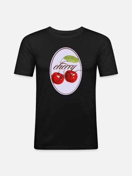Cherry Girl Vintage Look - Herre Slim Fit T-Shirt - sort