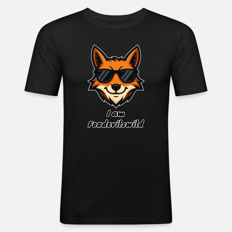 Foxdevilswild - I am Foxdevilswild - be cool - Männer Slim Fit T-Shirt - Schwarz