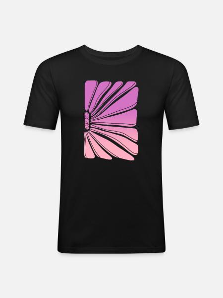 Flower in pink purple gradient - Männer Slim Fit T-Shirt - Schwarz