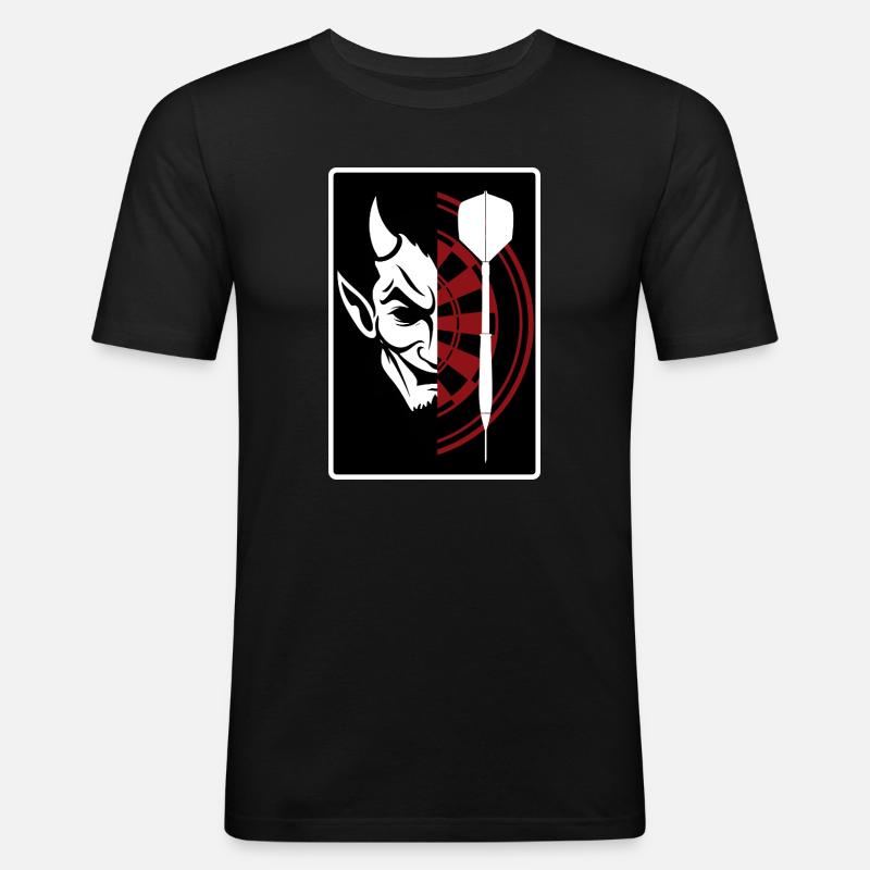 Darts, Bullseye, Dartboard and devil. - Männer Slim Fit T-Shirt - Schwarz