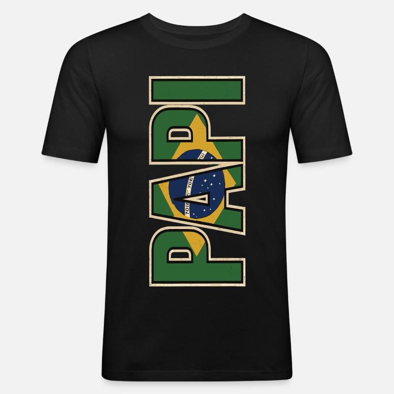 PAPI Brasil – Retro style with flags - Men's Slim Fit T-Shirt - black