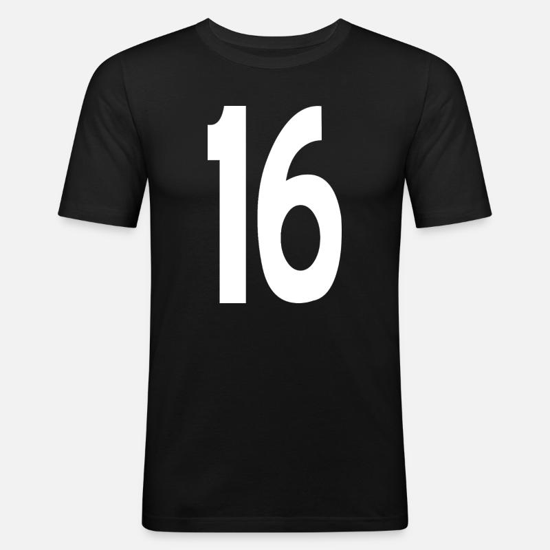 16 Sechzehn - Männer Slim Fit T-Shirt - Schwarz