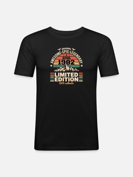 Millésime Anniversaire Avril 1982 - T-shirt près du corps Homme - noir