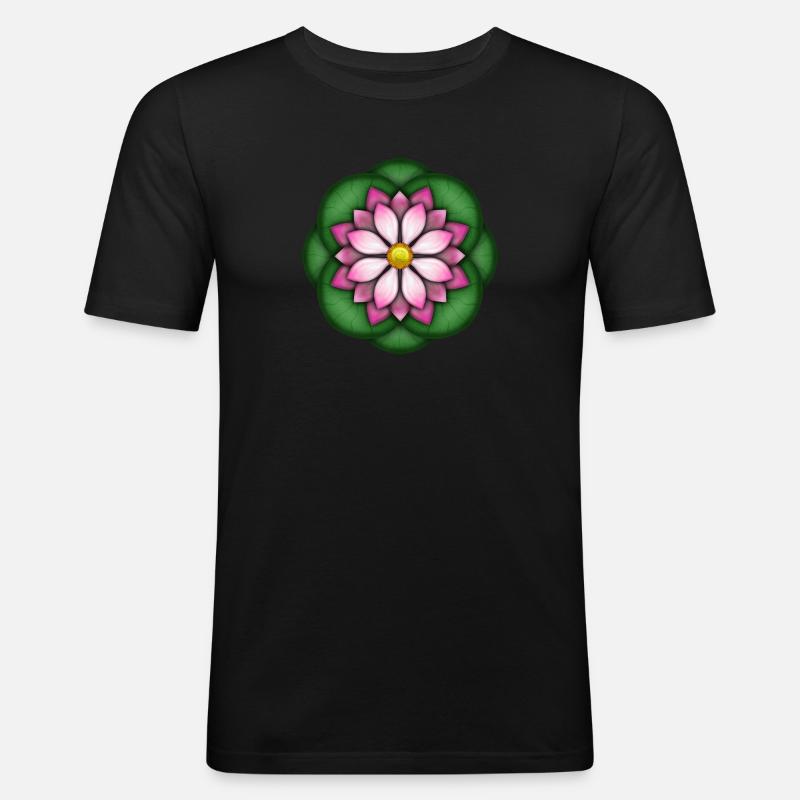 Lotusblume - Männer Slim Fit T-Shirt - Schwarz