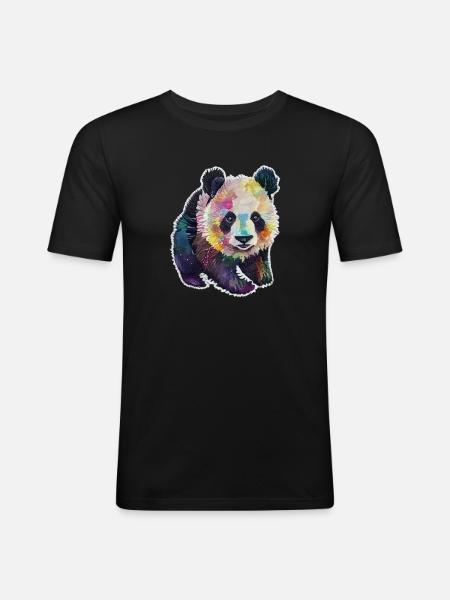 BÉBÉ PANDA AQUARELLE - T-shirt près du corps Homme - noir