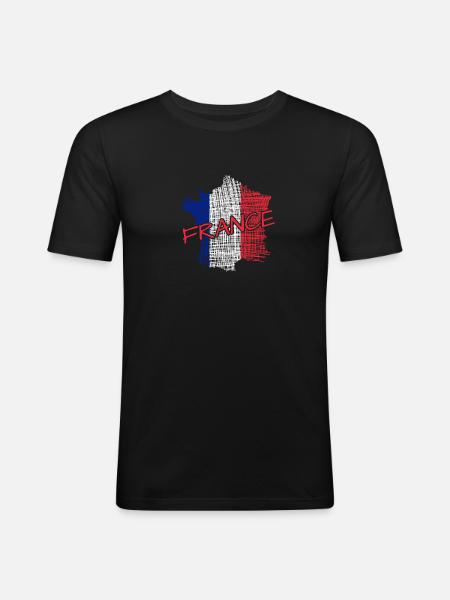 Frankreich France - Männer Slim Fit T-Shirt - Schwarz