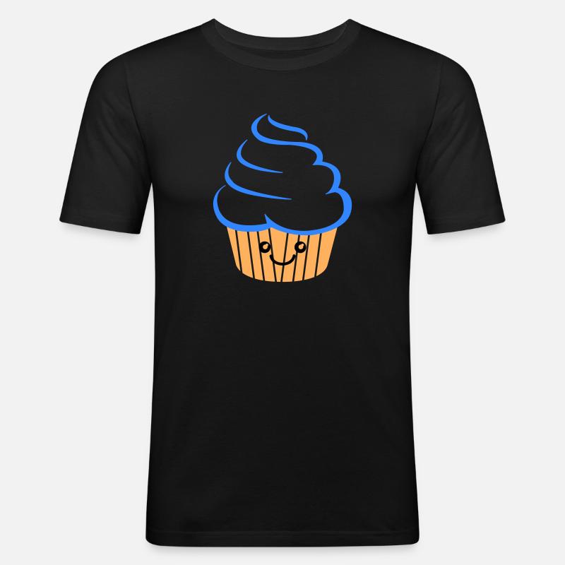 Cupcake Funny - Männer Slim Fit T-Shirt - Schwarz