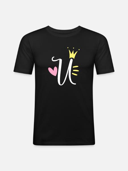 Letter U Initial Letter Crown - Men's Slim Fit T-Shirt - black