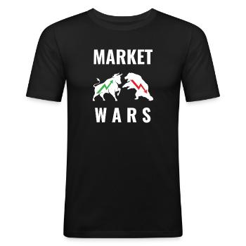 MARKET WARS - Männer Slim Fit T-Shirt - Schwarz - Vorne - Nik (191cm)