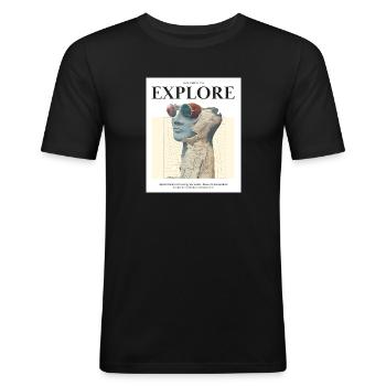 Explore - Männer Slim Fit T-Shirt - Schwarz - Vorne - Nik (191cm)