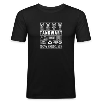 Tankwart - Männer Slim Fit T-Shirt - Schwarz - Vorne - Nik (191cm)