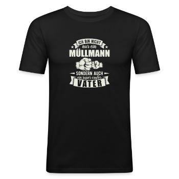 Müllmann - Männer Slim Fit T-Shirt - Schwarz - Vorne - Nik (191cm)
