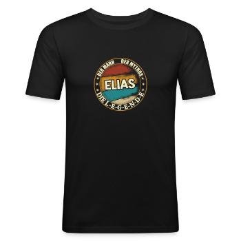 Elias Vorname Name Geburtstag - Männer Slim Fit T-Shirt - Schwarz - Vorne - Nik (191cm)