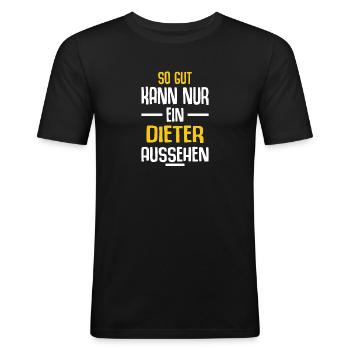 Dieter Vorname Name Geburtstag - Männer Slim Fit T-Shirt - Schwarz - Vorne - Nik (191cm)