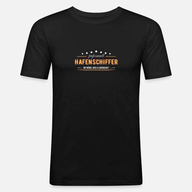 Hafenschiffer mit Leidenschaft Bootsbauer - Männer Slim Fit T-Shirt - Schwarz