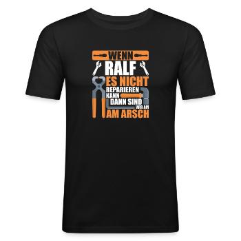 Vorname Ralf Name Geburtstag Geschenk - Männer Slim Fit T-Shirt - Schwarz - Vorne - Nik (191cm)