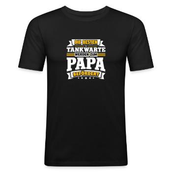Tankwart - Männer Slim Fit T-Shirt - Schwarz - Vorne - Nik (191cm)