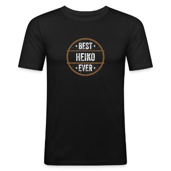 Best Heiko Ever Vorname Name Geschenk - Männer Slim Fit T-Shirt - Schwarz - Vorne - Nik (191cm)