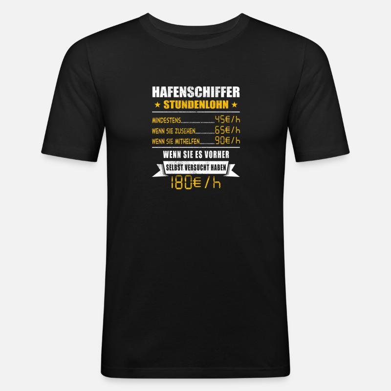 Hafenschiffer - Männer Slim Fit T-Shirt - Schwarz