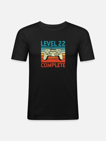 Level 22 Complete - Männer Slim Fit T-Shirt - Schwarz