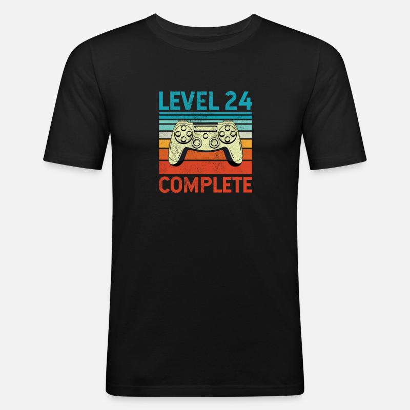 Level 24 Complete - Männer Slim Fit T-Shirt - Schwarz