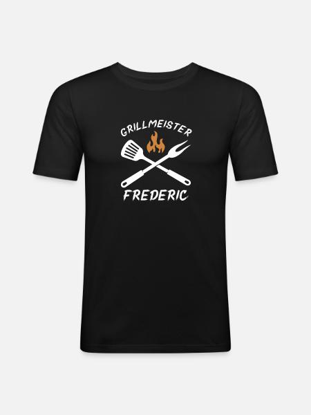 Grillmeister Frederic - Männer Slim Fit T-Shirt - Schwarz