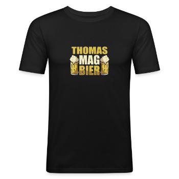 Thomas mag Bier Name Geburtstag - Männer Slim Fit T-Shirt - Schwarz - Vorne - Nik (191cm)