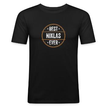 Best Niklas Ever Vorname Name Geschenk - Männer Slim Fit T-Shirt - Schwarz - Vorne - Nik (191cm)
