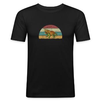 Triceratops Dinosaurier Kinder Dino Geschenk - Männer Slim Fit T-Shirt - Schwarz - Vorne - Nik (191cm)