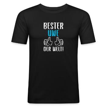 Uwe Vorname Name Geburtstag - Männer Slim Fit T-Shirt - Schwarz - Vorne - Nik (191cm)
