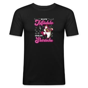 Steirische Harmonika Quetschn Ziachorgel - Männer Slim Fit T-Shirt - Schwarz - Vorne - Nik (191cm)