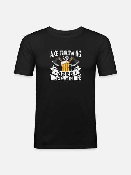 Axt Werfen - Männer Slim Fit T-Shirt - Schwarz