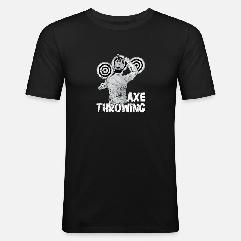 Axt Werfen - Männer Slim Fit T-Shirt - Schwarz