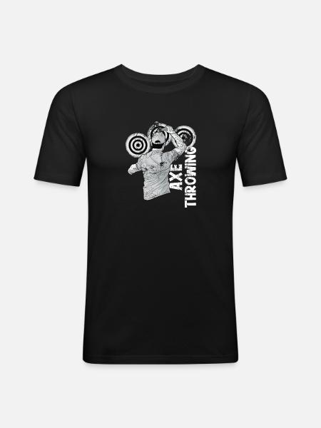 Axt Werfen - Männer Slim Fit T-Shirt - Schwarz
