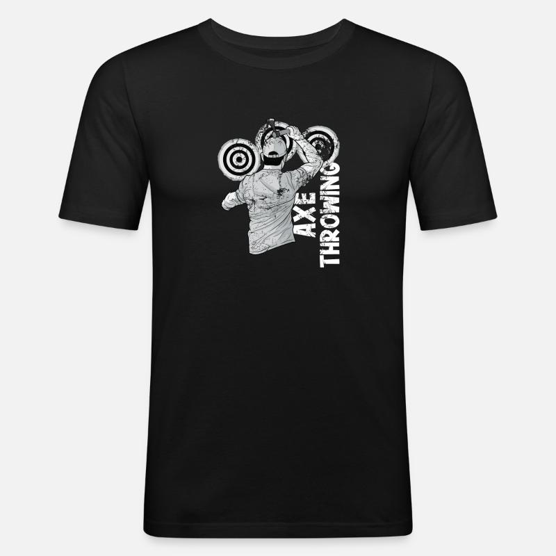 Axt Werfen - Männer Slim Fit T-Shirt - Schwarz