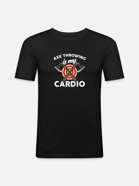 Axt Werfen - Männer Slim Fit T-Shirt - Schwarz