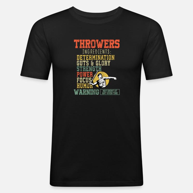 Speerwurfstrecker Leichtathletik Speerwerfer - Männer Slim Fit T-Shirt - Schwarz