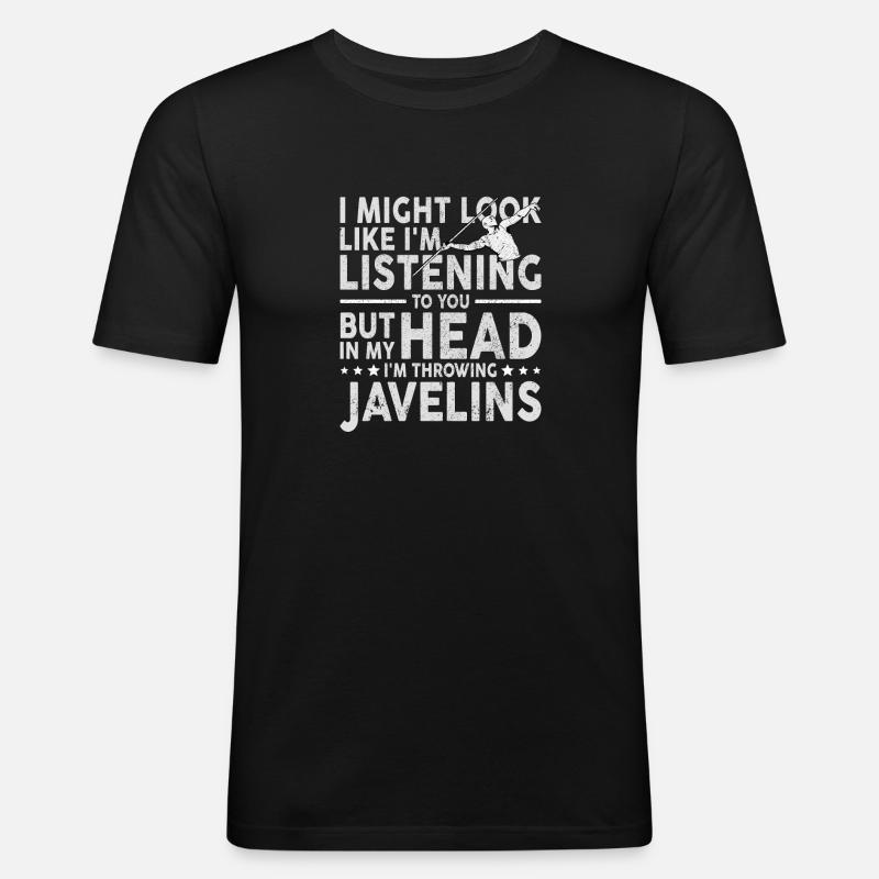 Speerwurfstrecker Leichtathletik Speerwerfer - Männer Slim Fit T-Shirt - Schwarz