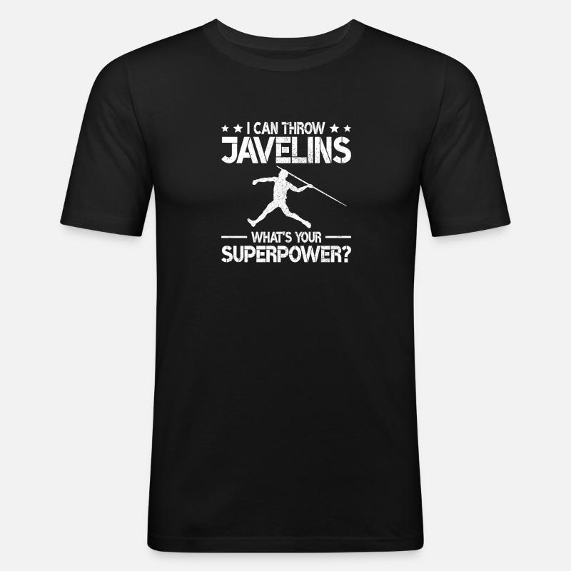 Speerwurfstrecker Leichtathletik Speerwerfer - Männer Slim Fit T-Shirt - Schwarz