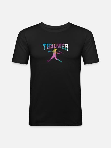 Speerwurfstrecker Leichtathletik Speerwerfer - Männer Slim Fit T-Shirt - Schwarz