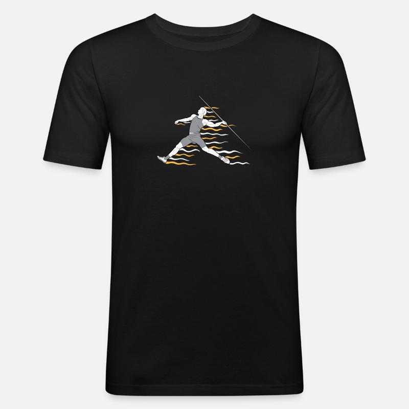 Speerwurfstrecker Leichtathletik Speerwerfer - Männer Slim Fit T-Shirt - Schwarz