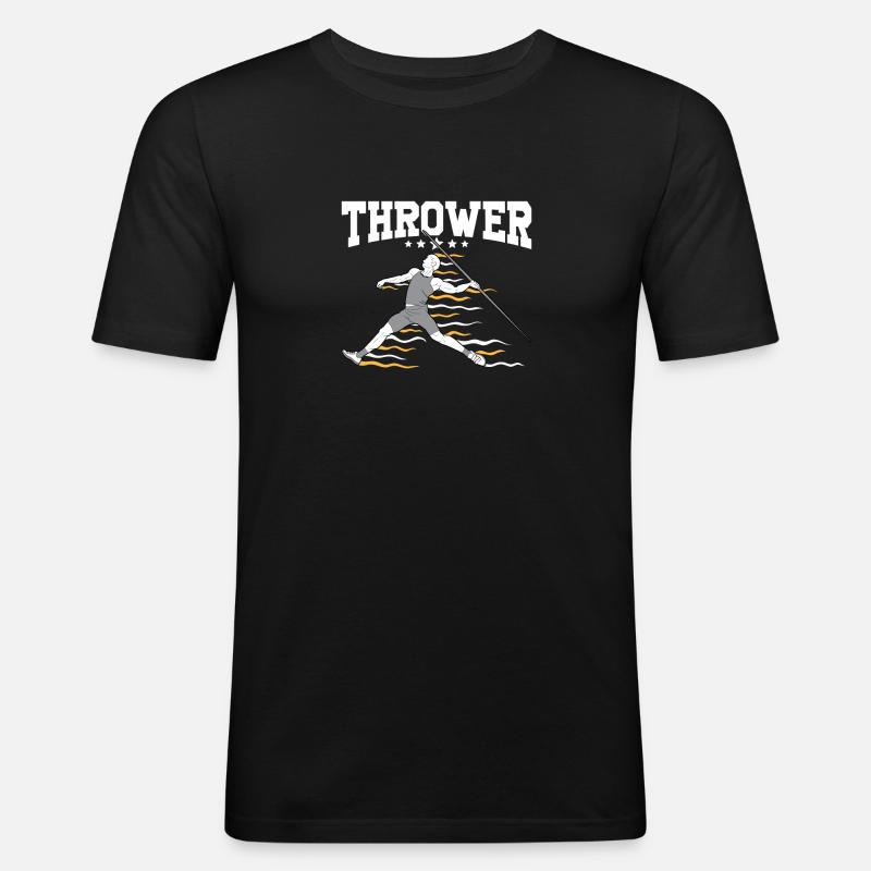 Speerwurfstrecker Leichtathletik Speerwerfer - Männer Slim Fit T-Shirt - Schwarz