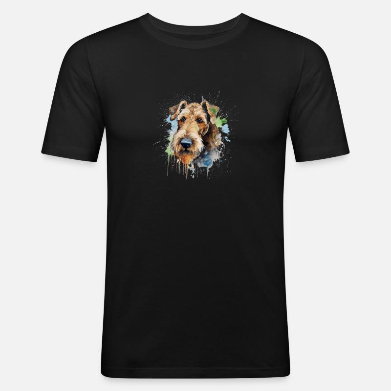 Airedale Terrier - Männer Slim Fit T-Shirt - Schwarz