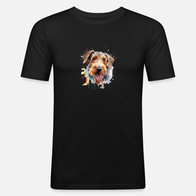 Airedale Terrier - Männer Slim Fit T-Shirt - Schwarz