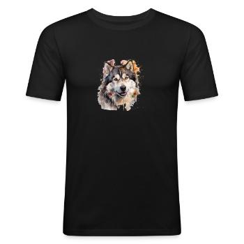 Alaskan Malamute - Männer Slim Fit T-Shirt - Schwarz - Vorne - Nik (191cm)