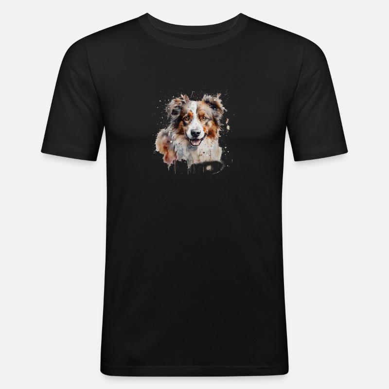 Australian Shepherd - Männer Slim Fit T-Shirt - Schwarz