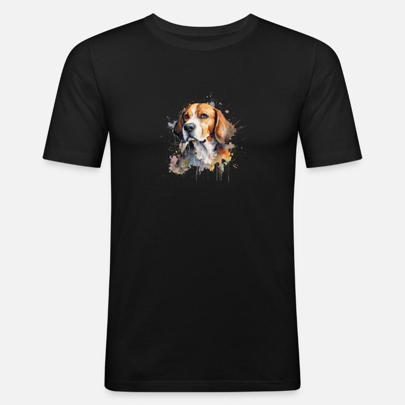 Beagle - Männer Slim Fit T-Shirt - Schwarz