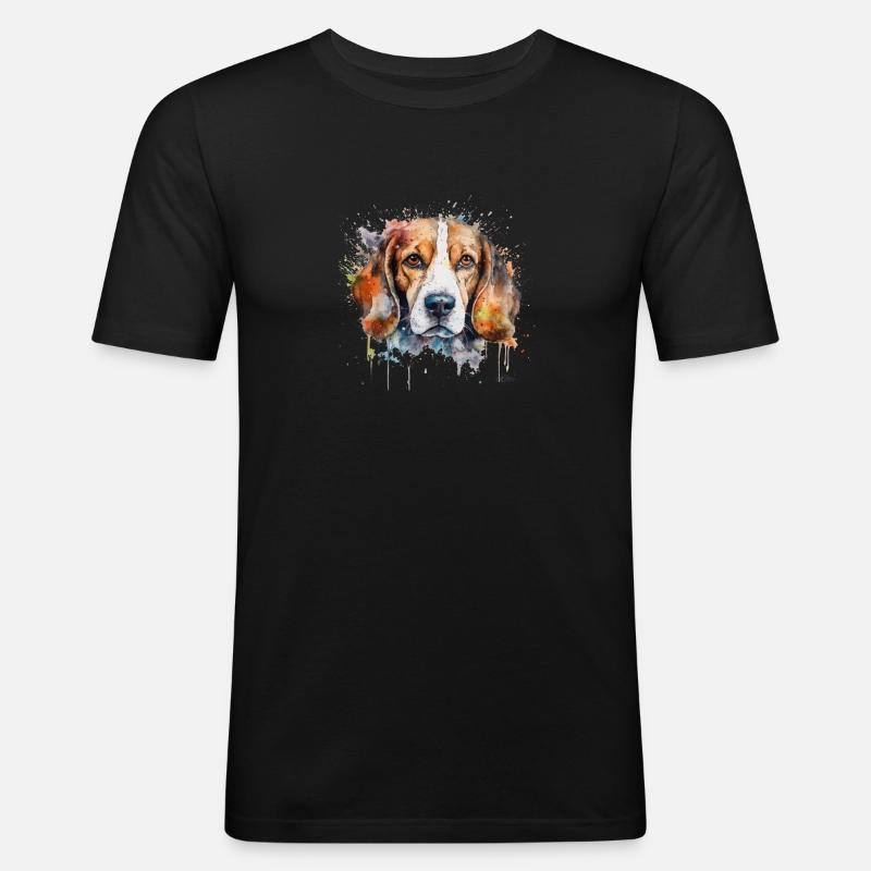 Beagle - Männer Slim Fit T-Shirt - Schwarz