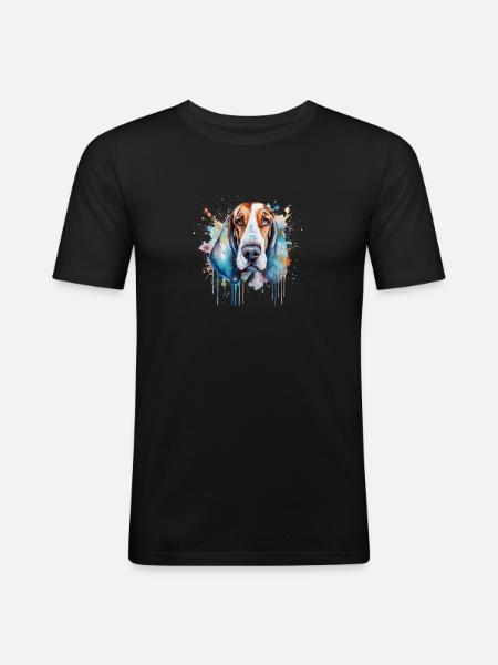 Basset Hound - T-shirt près du corps Homme - noir