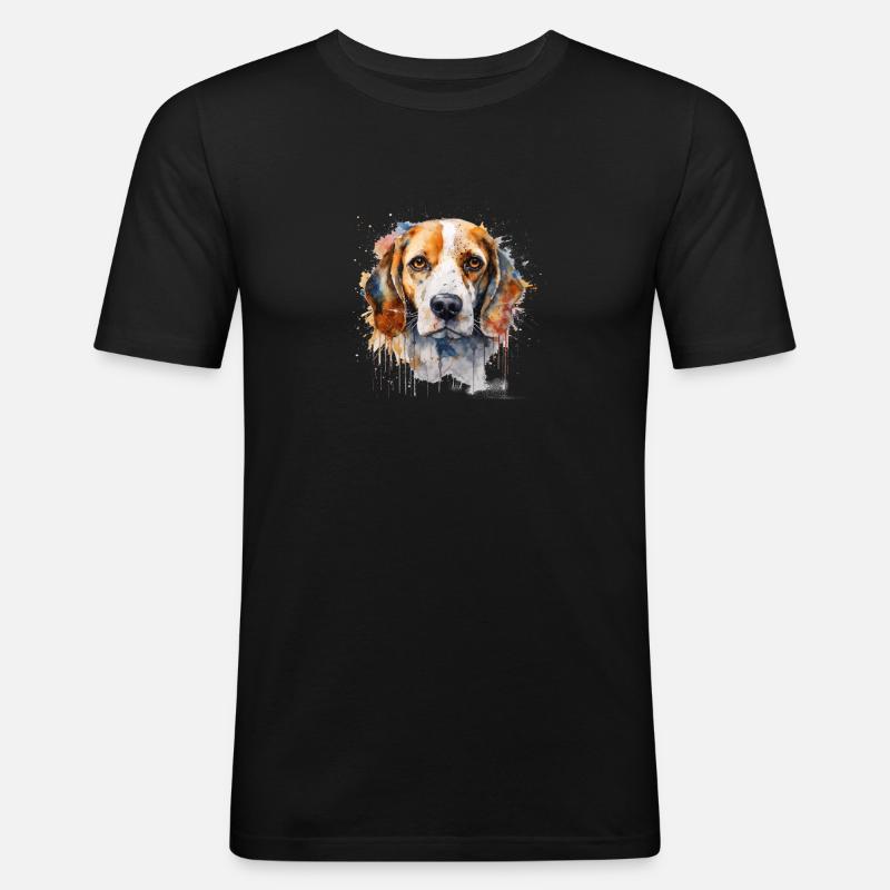 Beagle - Männer Slim Fit T-Shirt - Schwarz